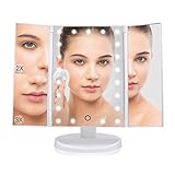 DreamGenius Makeup Mirror LED Trifold Lighted Vanity Mirror with Touch Screen 1x/2x/3x Magnification