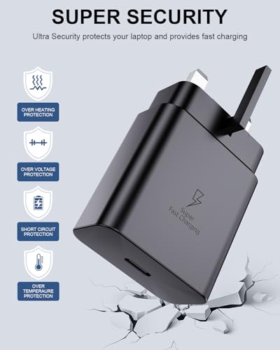 Super Fast Charger USB-C, 2 Pack 45W Fast Charging for Samsung Galaxy S25 Ultra/S25+/S25/S24 Ultra/S24+/S24/S23/S22/S21,A56,A55,A36,A16,Z Fold 6/Flip 6,Tab S10 S9,USB C Plug with 1.8M 5A Type-C Cable
