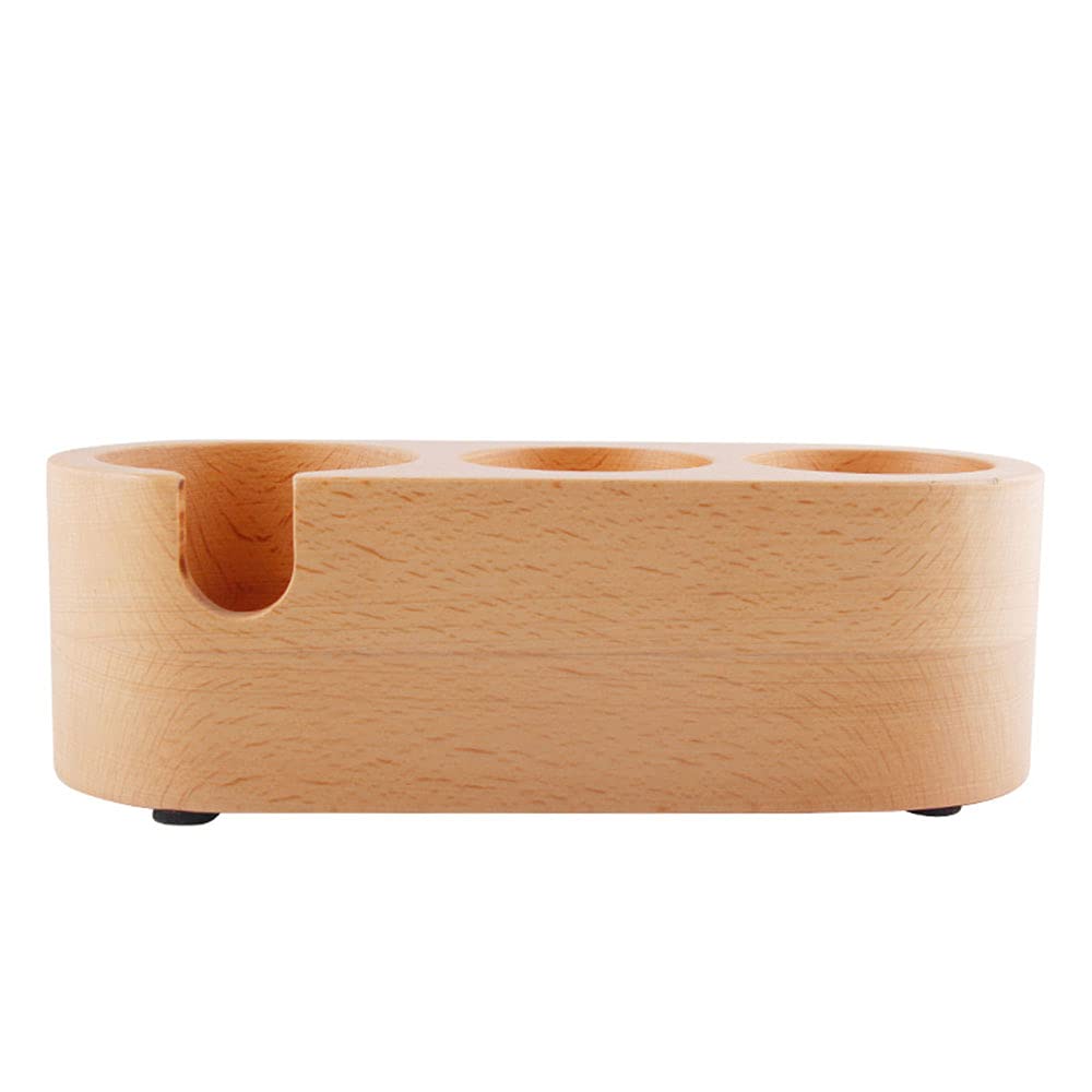 ANCLLO Three Holes Coffee Filter Tamper Holder, 58mm Coffee Distributor Holder Wooden Base with Anti-Slipping Pads for Coffee Making, Coffee Distributor, Easy to Use