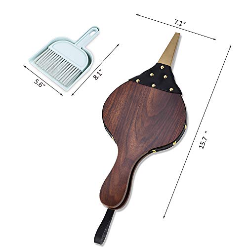 Exblue Fireplace Bellows Wood Hand Bellows Fire Blower Tool Brown Fire Bellows Fireplace BBQ Camping Small Broom Set - Thumbnail 6