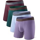 DAVID ARCHY Mens Boxer Briefs Rayon Made From Bamboo Breathable Soft Underwear Support Pouch Underwear for Men 4 Pack