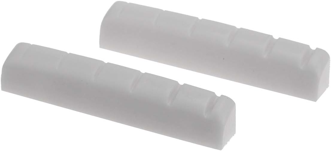 Musiclily Pro Urea Resin Plastic Slotted 44mm Electric Guitar Les Paul Nuts Flat Bottom for 6-string LP Style Guitar, White(Set of 2)