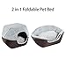 Hollypet Coral Velvet Self-Warming 2 in 1 Foldable Cave House Shape Nest Pet Sleeping Bed, Gray