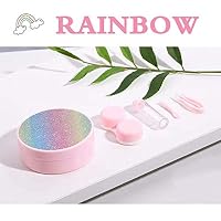 Creative Fashion Contact Lens Box Scrub Rainbow Style Cute Contact Lens Travel Case,Portable Contact Lens Travel Kits Cute (Pink)