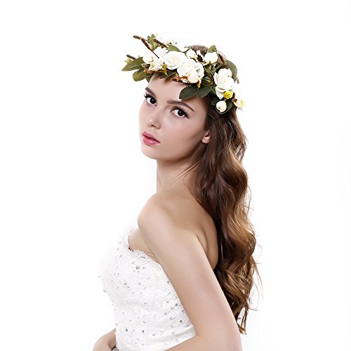 UPC 610738646748, Women handmade Rose Flower Crown with Adjustable Ribbon for Wedding Festivals