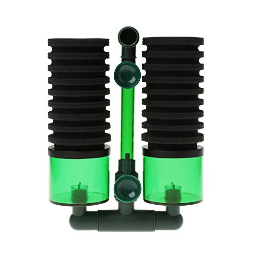 Shoresu Aquarium Fish Tank Biochemical Sponge Filter Air Pump Double Head w/Suction Cup S 15x13.5cm