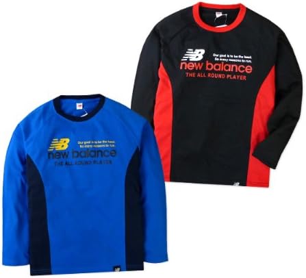 Amazon 子供服 男の子 Tシャツ 長袖 Newbalance ニューバランス ブランドロゴプリント ラグラン カラー切替 男児 ジュニア 2ブラック 150cm ロングパンツ 通販
