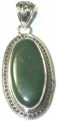 Blood Stone Sterling Silver Oval Pendant