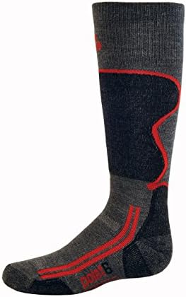 Point6 Kid's Ski Light Over The Calf Socks, Gray, Large