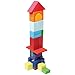 Grimm's Colored Rainbow Geo-Blocks - Classic Wooden Building Blocks Set with Net Bag, 30 Pieces
