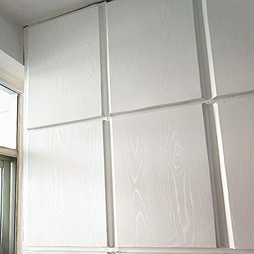 Amao Silver Line White Wood Paper Vinyl Wallpaper Peel and Stick for Countertops Close Removable Wall Sticker 15.7''x78.7'' - Thumbnail 2