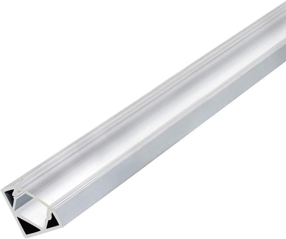 inShareplus 6.6FT/2M LED Aluminum Channel 0.48in Width (12mm Inner) V Type Corner Mount with Clear Transparent Flat Cover, End Caps and Mounting Clips for LED Strip Light (Silver, 25Pack)