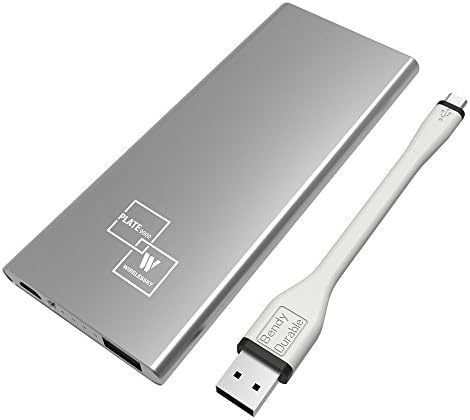 Slim 9000mAh Li-Polymer Portable Phone Charger in Aluminium Alloy Shell with Smart IC, 2.1A Input for Android/ iPhone 7/Pokeman Go Game (P9000 Silver)