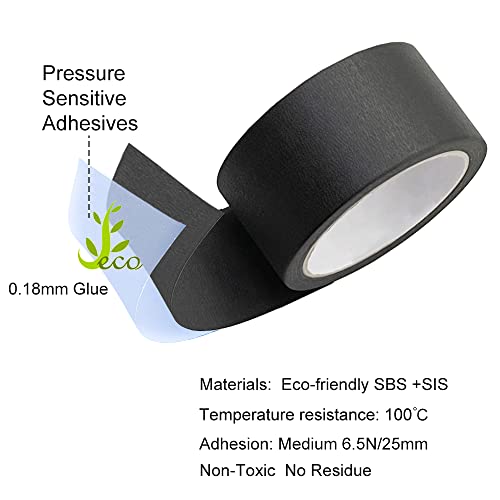 Black Masking Tape Painters Tape 1 1/2 3/4 2 inch x 33yds 4 Rolls Multi