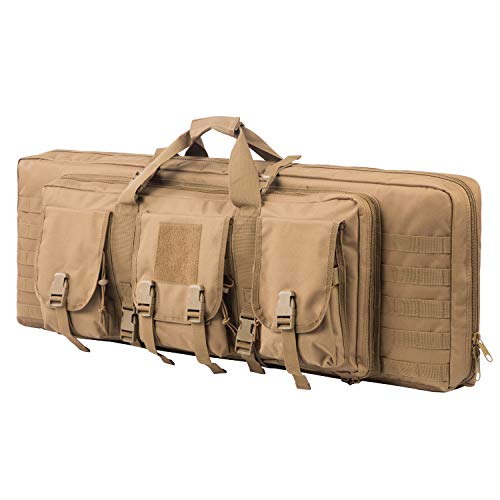 XWLSPORT AK47/AR16 Tactical Rifle Case Double Carbine Bag Outdoor Molle Deluxe Double Rifle Gun Bag Padded Long Gun Case & Rifle Storage Backpack(2 Sizes and 6 Colors to chooese from) (TAN, 42inch)