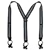 CTM Men's Elastic Button End Stripe Dress Suspenders