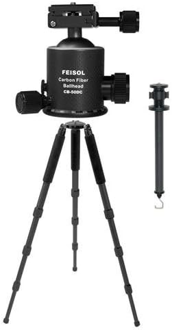 FEISOL Tournament CT-3442 Rapid 4-Section Carbon Tripod Supports 55 lbs - Bundle CB-50DC Carbon Fiber Ball Head with Release Plate, CT-3442CCKIT Carbon Center Column