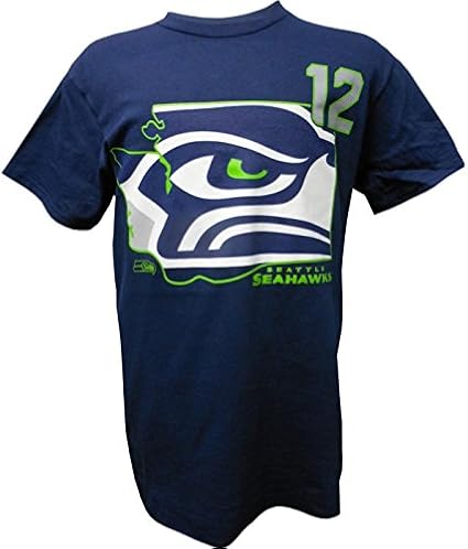Amazon.com : Majestic Seahawks State Plus Seahawk Logo Blue T-shirt : Sports & Outdoors