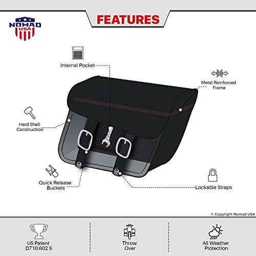 Nomad USA Leather Slanted Motorcycle Saddlebags w/Quick Release Buckles (Braided) - Thumbnail 7