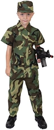 Kids Childrens Boys US Army Soldier Woodland Forest Camo Halloween Costume