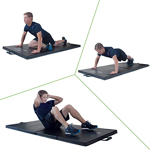 Ultimate Body Press Exercise and Yoga Mat - 6'4" x 3' x 2" - Four Panel Folding Mat with Premium Materials and Foam - Sized Right for Your Fitness