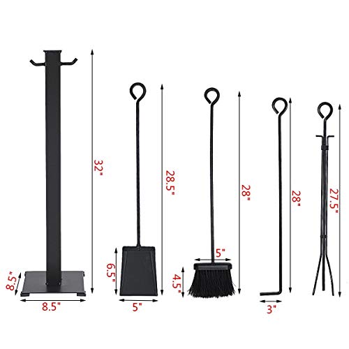 USA_BEST_SELLER 5 Pieces Fireplace Iron Fire Place Tool Set Modern Powder Coated Surface Heavy Duty Metal Body - Thumbnail 2