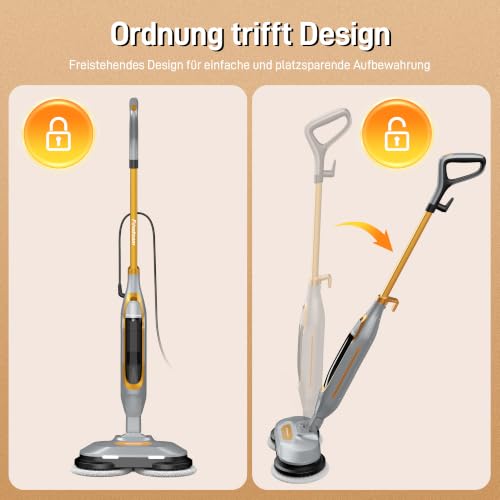 FUNSTEAM Steam Mop with Double Rotation and Self-Propelled | 6 washable microfibre pads, 4 cleaning modes, for tiles, laminate, parquet and sealed hard floors
