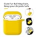 for Airpods Case - BlUEWIND Drop Proof Air Pods Protective Pom Pom Keychain Case Cover Silicone Skin for Apple Airpods 2 & 1 Charging Case, Cute Fur Ball Airpods Keychain/Strap (Yellow)