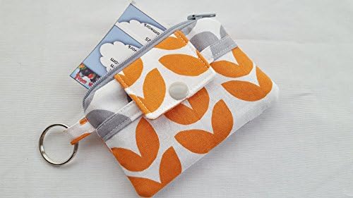 Zippy Zipper Mini Wallet Pouch Key Chain Fabric Card Holder Bella Pineapple Orange Grey