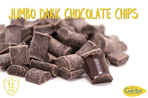 Jumbo Dark Chocolate Chips, 4 LBS (68% Cacao) by Gerbs - Top 12 Food Allergy Free & NON GMO - Product of Canada