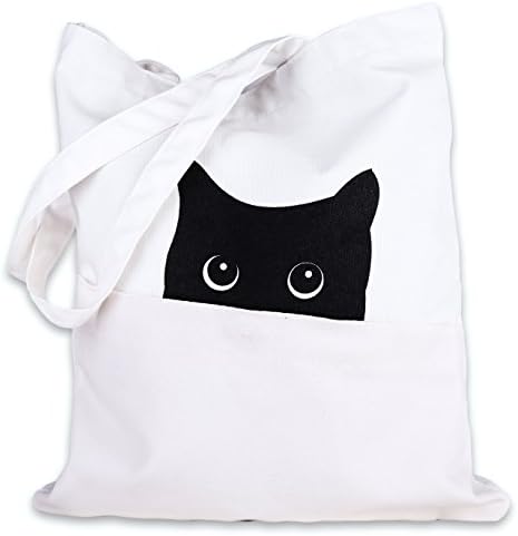 Cat Bags For Women With Zipper - Heavy Duty 100% Cotton Canvas Tote Bag. Best Design Bag For Work, School And Beach Bag