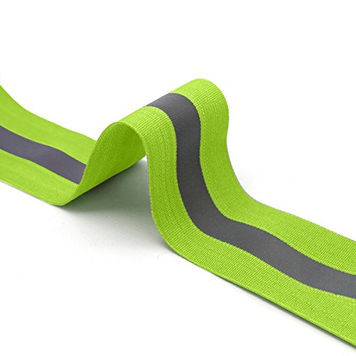 Walsilk Florescent Reflective Safety Tape,3M 4M High Visibility Warning Safety Vest Trim Strip Fabric Webbing Ribbon Sewing On To Clothes (Green, W0.98inL4m)