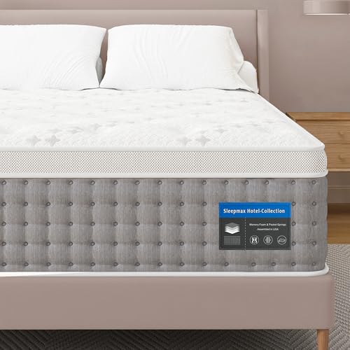 Sleepmax King Mattress 14 Inch - Firm Hotel-Collection Hybrid Mattress Pain Relief - Extra Lumbar & Hip Support - Deep Sleep Bed in a Box Fiberglass-Free - 365-Night Trial CertiPUR-US Certified