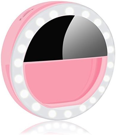 YouVogue Portable Selfie Compact Ring Light , TravelRechargeable Lights with Make-up Mirror [40LED] For Cellphone Photography Video (Pink)