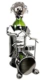 Atlantic Collectibles Rock Band Musician Drummer Hand Made Metal Wine Bottle Holder Caddy Decor Figurine 12