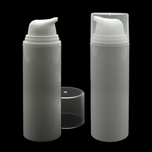 2 Pcs 1.7oz Empty Refillable White Airless Vacuum Pump Bottle Container Dispenser for Cream/Serum/Treatment/Lotion/Oil/Gel/Cosmetics