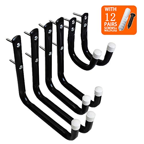 CoolYeah Steel Garage Storage Steel Utility Hooks and Hangers Organizer with Screws and wall anchors (6 pack)