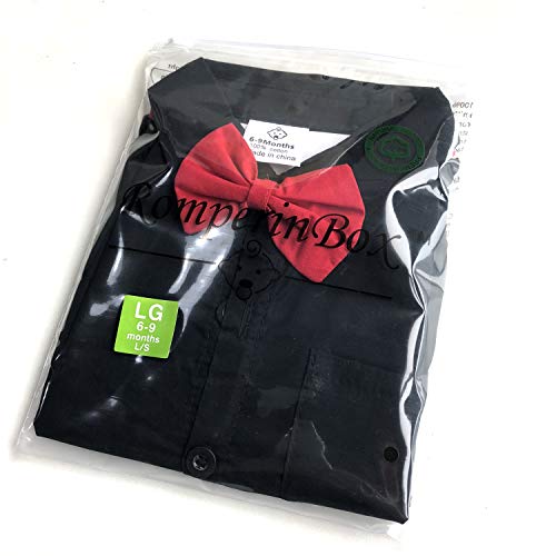 Infant Baby Boys Dress Shirt Bodysuit Formal Long Sleeve Rompers for Wedding Party (Black, 18-24 Months) - Thumbnail 6