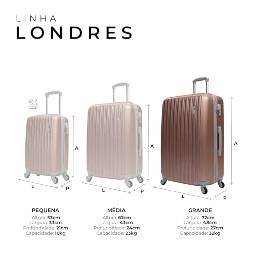 Mala de viagem 32kg Grande Londres Swiss Move Rose