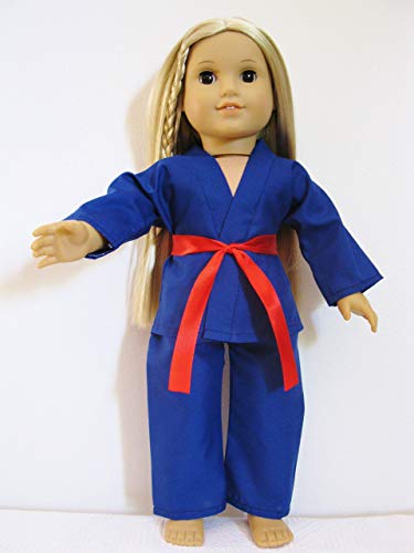 Handmade Doll Clothes Blue Karate Uniform Gi Judo TKD fits 18" American Girl Dolls