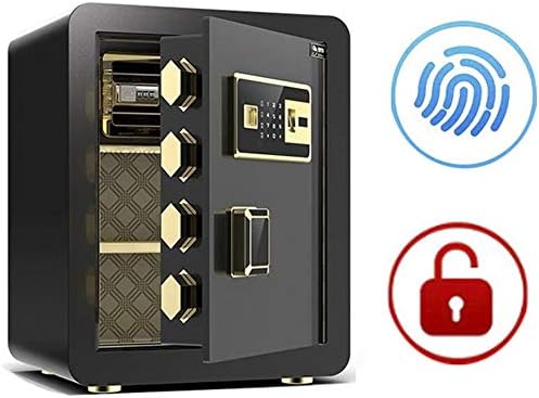 New High-end Digital Security Safe Box,Touch Password Safe Cabinets Fingerprint Biometric Wall Safe Lock Box Cash Strongbox Emergency Lock for Home Office (Black)