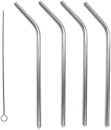 OriDecor Pack of 4 Reusable Recyclable Stainless Steel Drinking Straws with Washing Brush