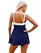 luvamia Women's Navy Blue One Piece Bowknot Swimdress Bandeau Swimsuit Skirted Bathing Suit XL(US 14-16)