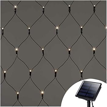Solar Net Mesh String Lights Outdoor Waterproof,9.8ft x 6.6ft 200 LEDs Tree-wrap Lights,Dark Green Cable,8 Modes Decorative Lights for Party Christmas Wedding Garden Home Patio Lawn - Warm White