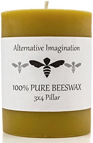 Alternative Imagination Medium Sized 100 Pure Beeswax Pillar Hand Poured Candle