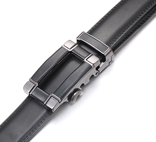 Marino Ratchet Click Belts for Men - Mens Comfort Genuine Leather Dress Belt - with Automatic Buckle, Enclosed in an Elegant Gift Box - Black - Adjustable from 28" to 44" Waist