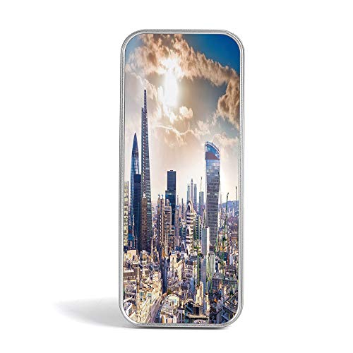 Eco Friendly,Mini Pencil Box,City,Gift,Jewelery and Storage Tin Kit,Home Organizer,New York Skyline Manhattan After Sunset Metropolis Downtown Urban Panorama USA