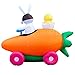 Holidayana 8 Foot Inflatable Easter Bunny Driving Carrot Car with Baby Chick in Egg Decoration, Includes Built-in Bulbs, Tie-Down Points, and Powerful Built-in Fan