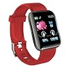 KawKaw Smartwatch mit Pulsmesser & Schrittzähler für Damen und Herren – Integrierter Kalorienzähler & Activity Tracker Blutdruckmesser – Smart Watch Armband Uhr für Sport und Fitness (Rot)