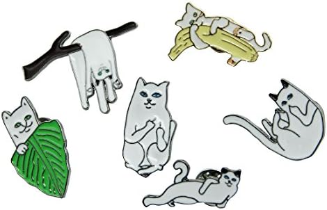 Antics Cat Enamel Pin Funny White Cat Lapel Pins on the Collar Cute Pin Flair (white)